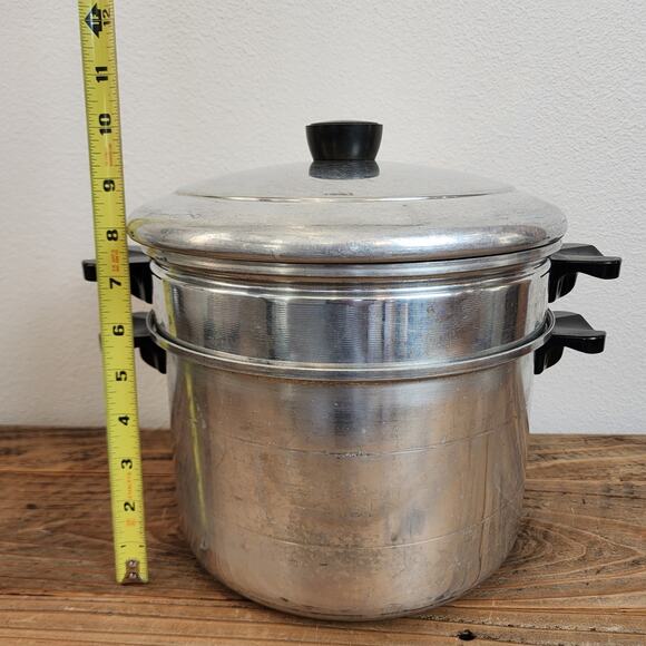 Comet Aluminum Steamer Pot Rice Pasta Cooker Vintage Mid Century 3 Piece Set USA - Picture 10 of 10